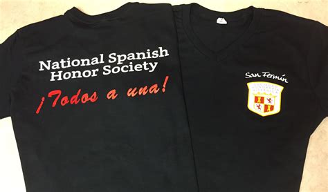 National Spanish Honor Society T-Shirts with Crest and Shield Designs