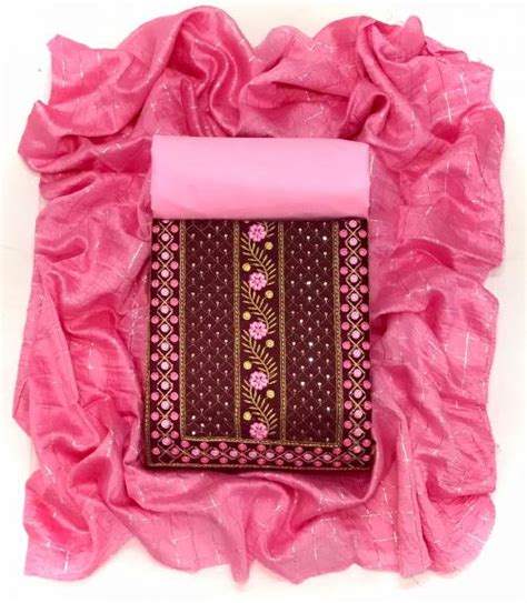 Vt Pushpa Slub Embroidered Cotton Dress Material Collection