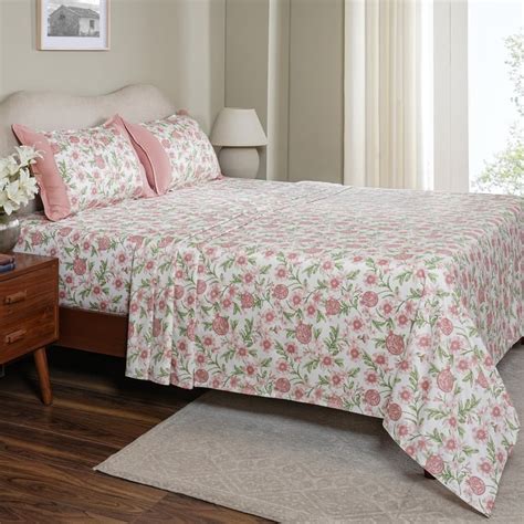Buy MASPAR Sensory Bloom Cotton 200TC Floral Print 2Pcs Single Bedsheet ...