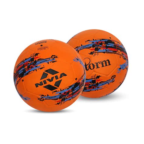 Buy Nivia Storm Rubber Moulded Football (Orange) Size - 5 Pack of 2 ...