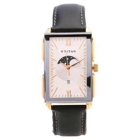 Buy Online Titan Moonphase Silver Dial Quartz Leather Strap Watch for ...
