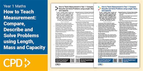 How to Teach Measurement In Year 1: Compare, Describe and Solve ...