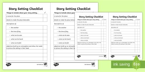 Dyslexic Story Setting Creative Writing Checklist - Twinkl
