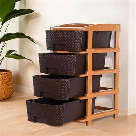 Kuber Industries 4-Layer & 55 Ltr Plastic Drawer Storage Organiser ...
