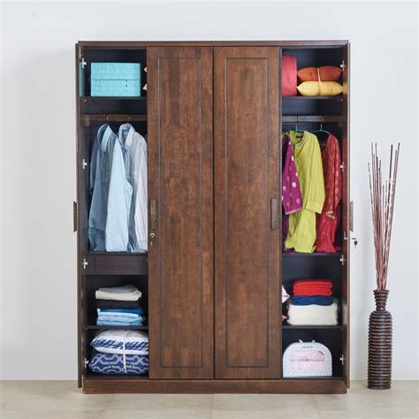Buy Takeshi 4-Door Wardrobe - Brown from Home Centre at just INR 74995.0