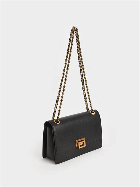 Black Everline Braided-Strap Shoulder Bag - Black - CHARLES & KEITH IN