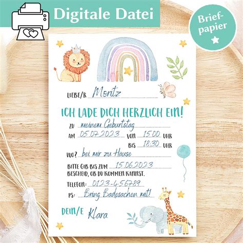 Einladung Zum Kindergeburtstag Ausdrucken