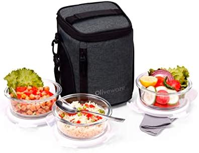 Buy Amazon Brand - Solimo Glass Lunch Box Set with Sliding Air Vents ...