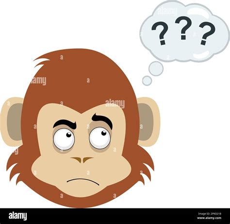 vector illustration face of a cartoon monkey with a thinking expression ...