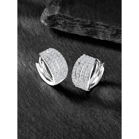 Buy Peora Silver Plated Cubic Zirconia Hoop Earring Set Online