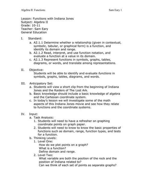 Image result for Algebra 2 Lesson Plan