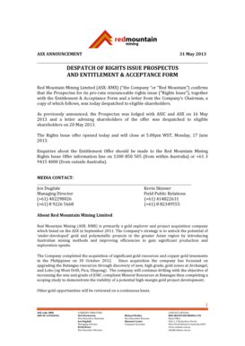 Fillable Online Despatch of rights issue prospectus and entitlement ...