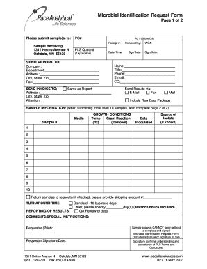 Fillable Online Microbial Identification Request Form - Pace Analytical ...