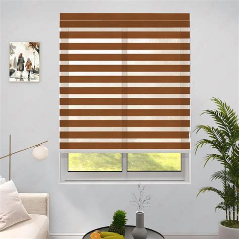 HIPPO Premium Zebra Blinds Wooden Design Polyester Blend Semi/Complete ...