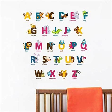 3 Sheets Animal Alphabet and Numbers Tree Wall Decals ABC Letters and ...