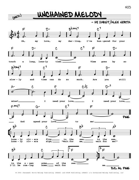 Play Official version of Unchained melody sheet music by The Righteous ...