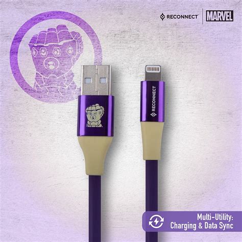 Buy Reconnect Marvel Thanos Lighting cable, Apple compliant MFI ...