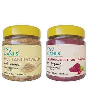 ANI'S Organic Combo of Multani Mitti Powder and Beet Root for Face ...