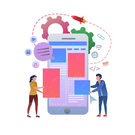 Mobile web designing user experience test | Premium Vector