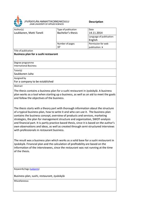 Small Restaurant Business Plan Template 的图像结果