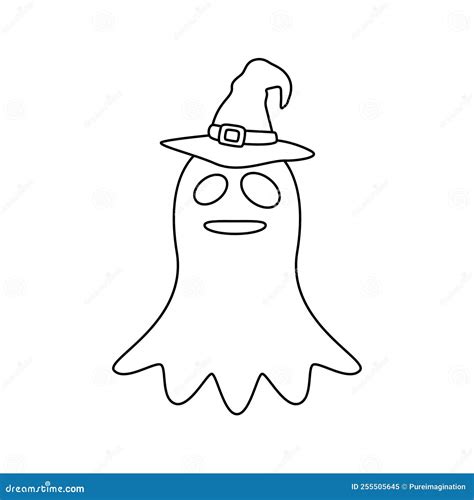 Coloring Page with Halloween Ghost Stock Vector - Illustration of cute ...