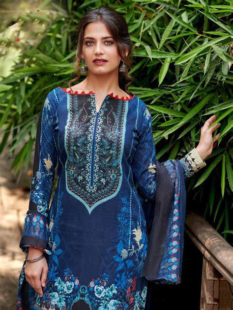 Blue Pakistani Style Lawn Cotton Suit Material for Ladies – Stilento