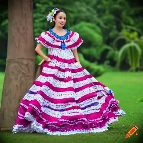 Beautiful Ñanduti lace design on a traditional Paraguayan dress on Craiyon