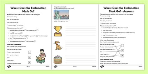 Exclamation Mark Worksheets (teacher made) - Twinkl