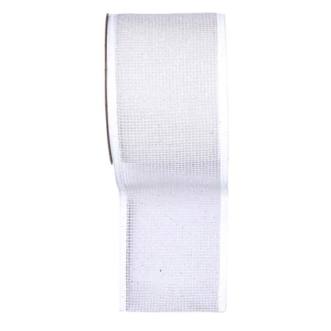 White Glittered Net Ribbon 2.5in | Christmas Decor | At Home