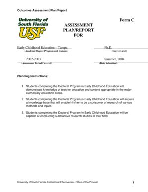 Fillable Online Form C ASSESSMENT PLANREPORT FOR Fax Email Print ...