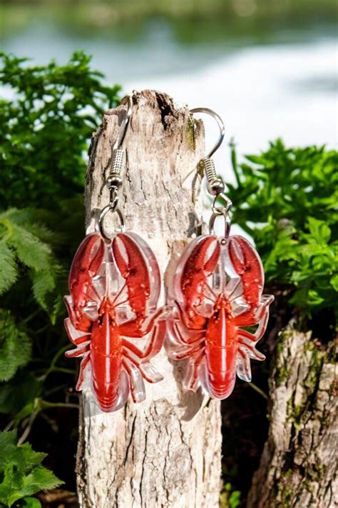 CRAWFISH Earrings, Louisiana Mud Bug, Crayfish Dangle Earrings ...