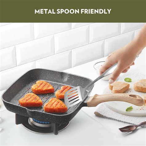 Vajra Non Stick Grill Fry Pan, Square, 1.8l Induction and Gas Stove ...