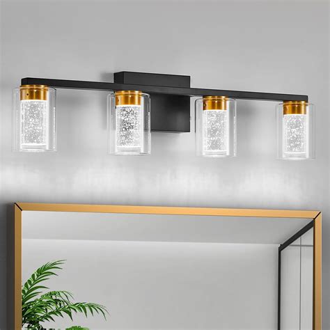 Bathroom Light Fixtures Black and Gold Vanity Light with 3 Colors ...