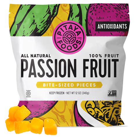 Pitaya Foods Frozen Passion Fruit Pieces, Non-GMO Exotic Frozen Fruit ...