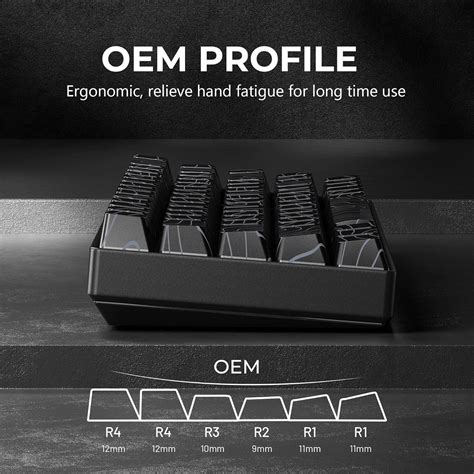 PREMIUM Black Topographic Shinethrough OEM Profile IMD Tech Keycap Set ...