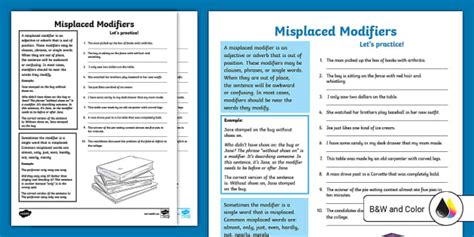 Image result for Misplaced Modifiers Worksheet Drawing