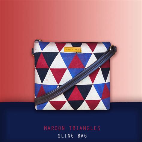 Maroon Triangles Sling Bag – Crafthues