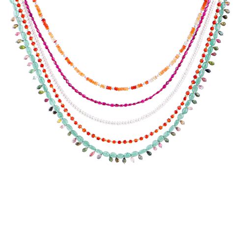 Luxe Multicolour Stone & Pearl Necklace – 92.5 Silver | Aadyaa