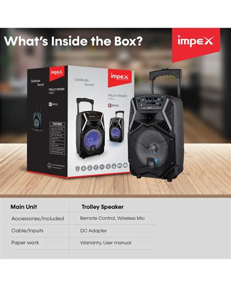 IMPEX TS 25B Trolley speaker 25 W Bluetooth Party Speaker (Black ...