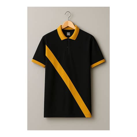 Black and Mustard Premium Cotton Polo T-Shirt – Bigger Better