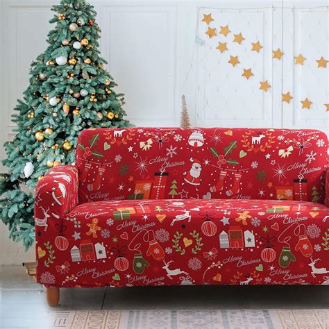Amazon.com: Mybedsoul Christmas Printed Sofa Cover Santa Claus Elastic ...