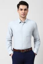 Peter England Formal Shirts, Men Light Blue Nuvo Fit Full Sleeves ...