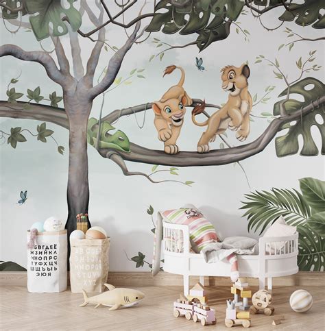 Cute Lions Themed Wallpaper for Kids Room-leon Family Mural-sweed ...