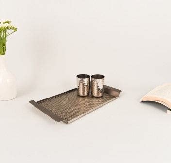 Inline Weaving Gun Metal Tray | Designer Serving Trays