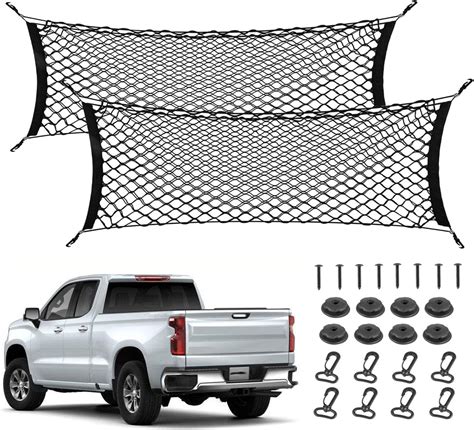 2pcs Truck Bed Cargo Net for Pickup, 52''- 66'' Heavy Duty Envelope Truck Trunk Cargo Storage ...