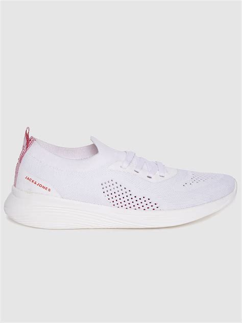 White Knit Lace Up Sneakers