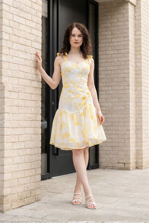 Yellow Organza Printed Mini Dress – SWISH'IN