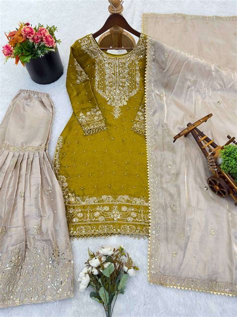 SR 1694 SILK WITH EMBROIDERY DESIGNER WORK FUNCTION WEAR READY MADE ...