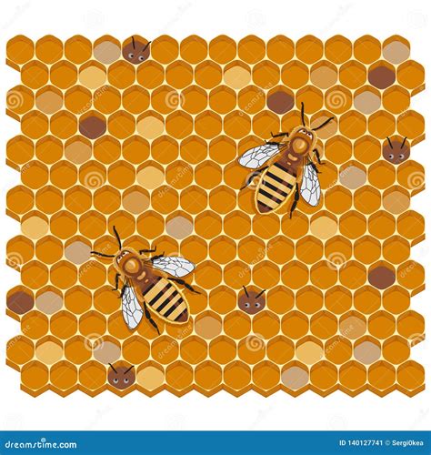 Bees And Honeycomb. Spring Background. Royalty-Free Stock Photo ...