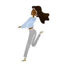 Cartoon happy girl kicking out leg N5 free image download